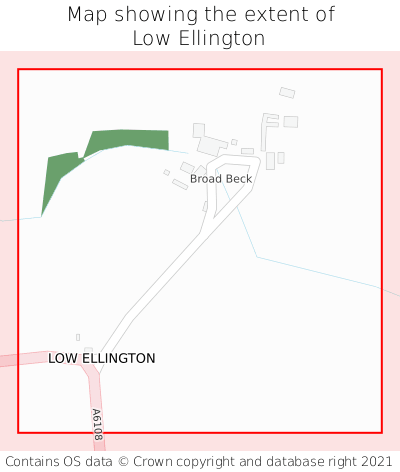 Map showing extent of Low Ellington as bounding box