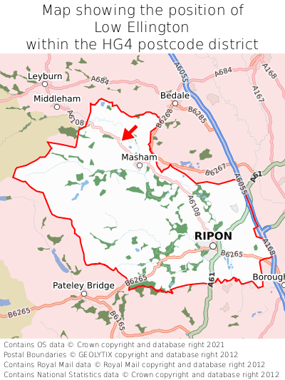 Map showing location of Low Ellington within HG4