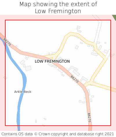 Map showing extent of Low Fremington as bounding box