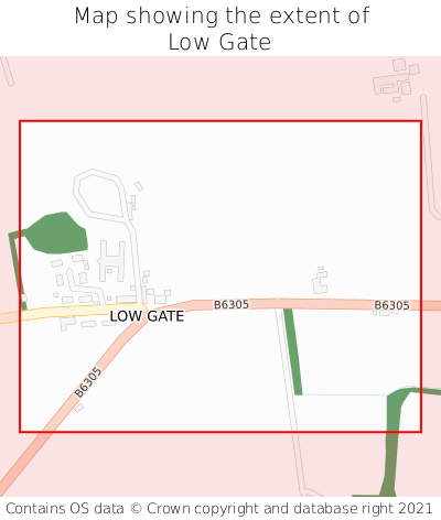 Map showing extent of Low Gate as bounding box