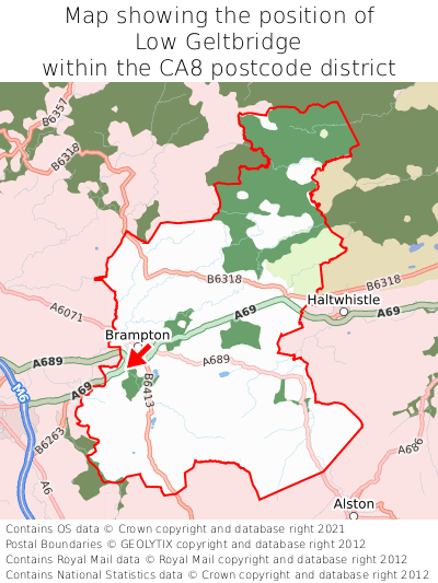 Map showing location of Low Geltbridge within CA8