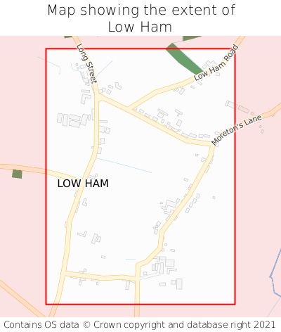 Map showing extent of Low Ham as bounding box