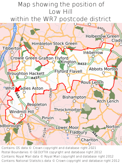 Map showing location of Low Hill within WR7