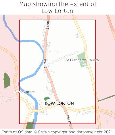 Map showing extent of Low Lorton as bounding box