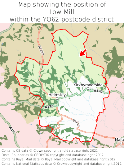 Map showing location of Low Mill within YO62