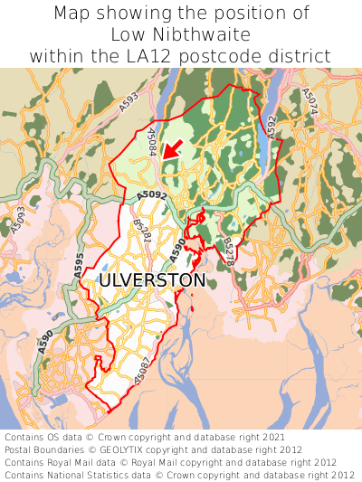 Map showing location of Low Nibthwaite within LA12
