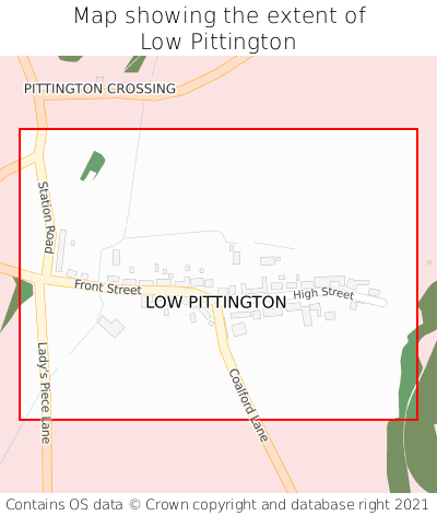 Map showing extent of Low Pittington as bounding box