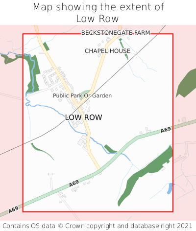 Map showing extent of Low Row as bounding box