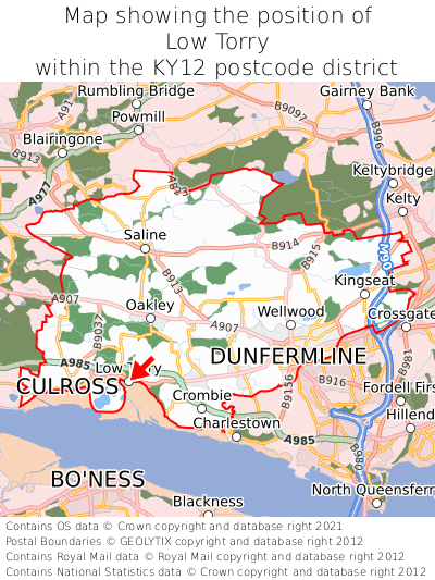 Map showing location of Low Torry within KY12