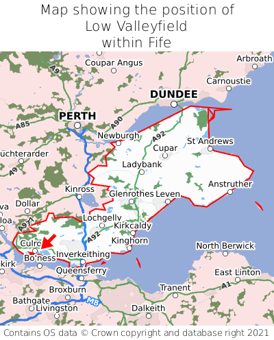 Map showing location of Low Valleyfield within Fife