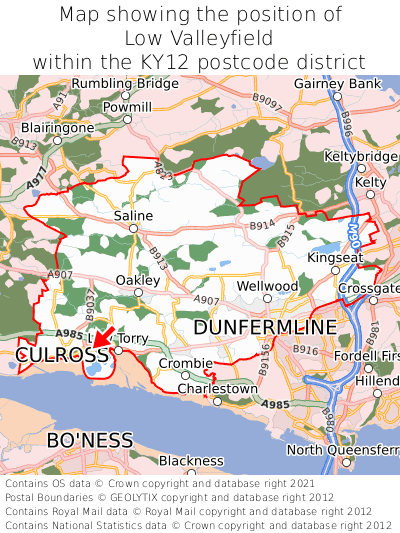 Map showing location of Low Valleyfield within KY12