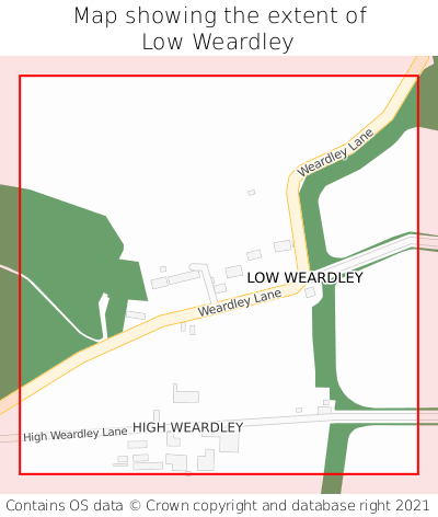 Map showing extent of Low Weardley as bounding box