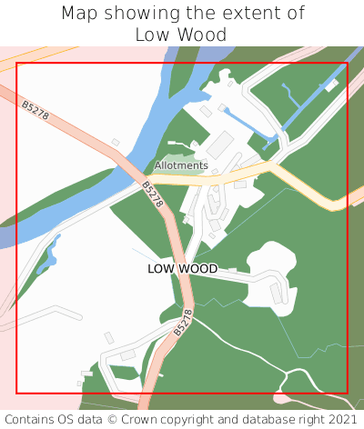 Map showing extent of Low Wood as bounding box