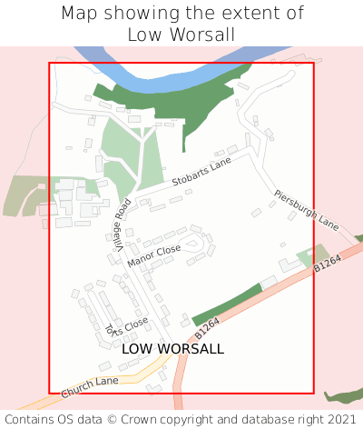 Map showing extent of Low Worsall as bounding box
