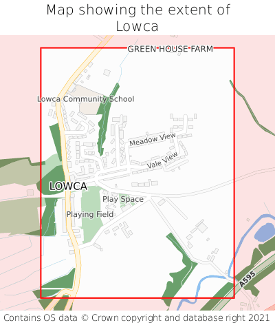 Map showing extent of Lowca as bounding box