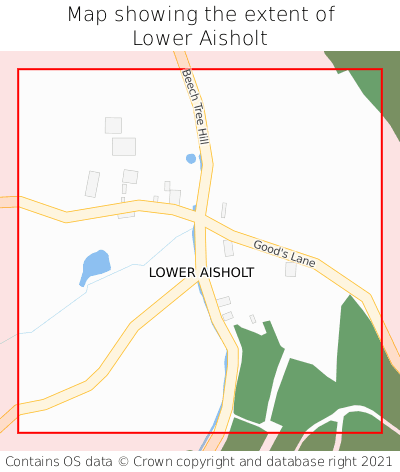Map showing extent of Lower Aisholt as bounding box