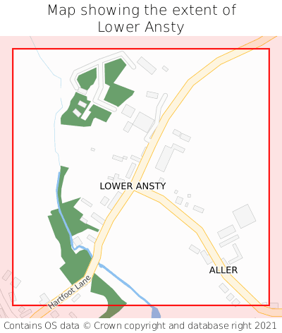 Map showing extent of Lower Ansty as bounding box