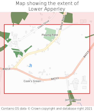 Map showing extent of Lower Apperley as bounding box
