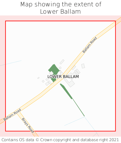 Map showing extent of Lower Ballam as bounding box