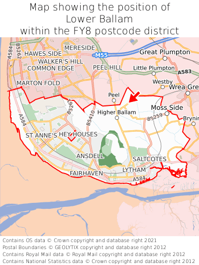 Map showing location of Lower Ballam within FY8