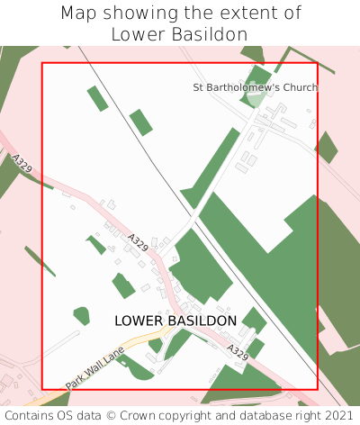 Map showing extent of Lower Basildon as bounding box