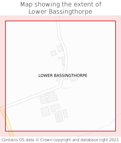 Map showing extent of Lower Bassingthorpe as bounding box