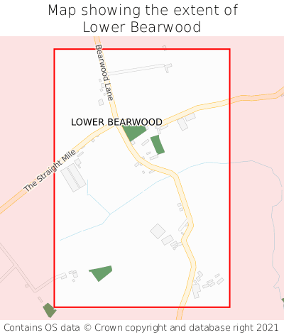 Map showing extent of Lower Bearwood as bounding box