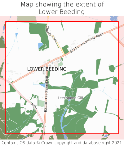 Map showing extent of Lower Beeding as bounding box