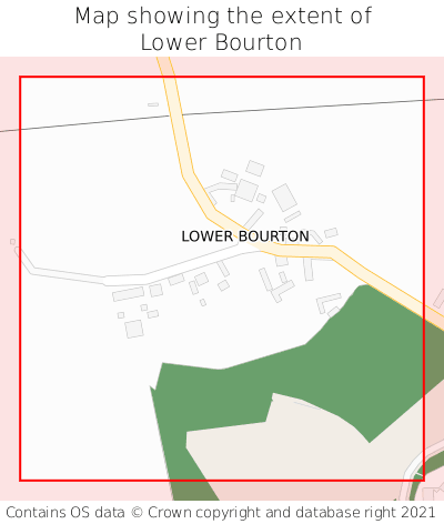 Map showing extent of Lower Bourton as bounding box