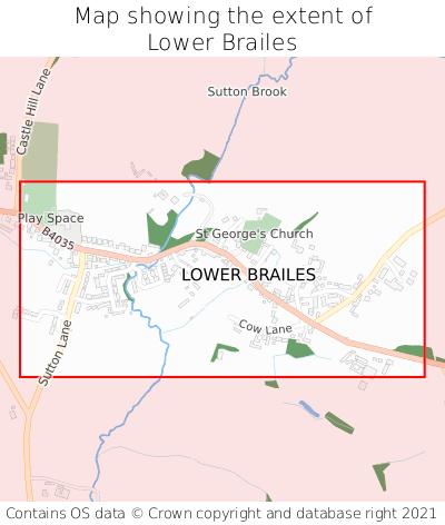 Map showing extent of Lower Brailes as bounding box