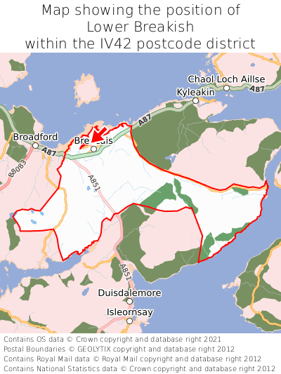 Map showing location of Lower Breakish within IV42
