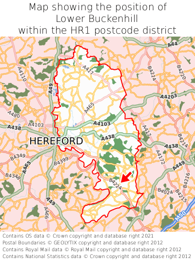 Map showing location of Lower Buckenhill within HR1