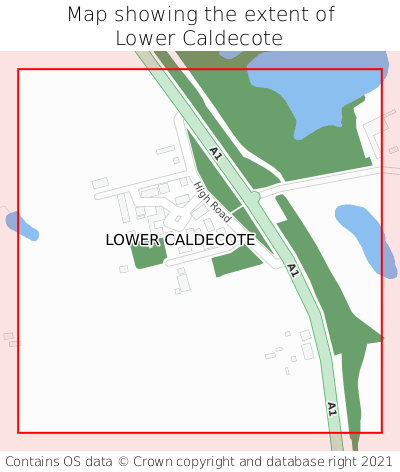 Map showing extent of Lower Caldecote as bounding box