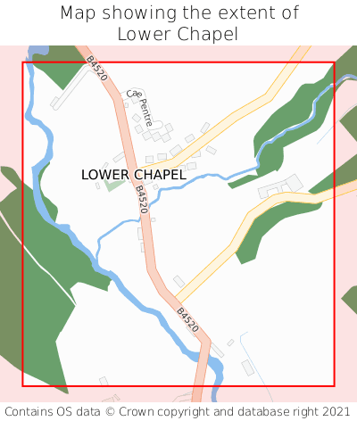 Map showing extent of Lower Chapel as bounding box