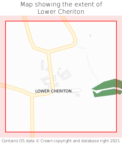 Map showing extent of Lower Cheriton as bounding box