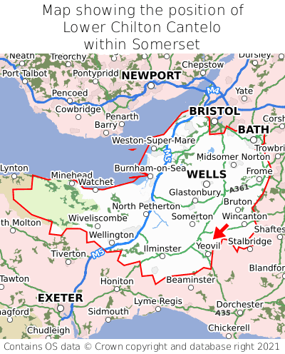 Map showing location of Lower Chilton Cantelo within Somerset