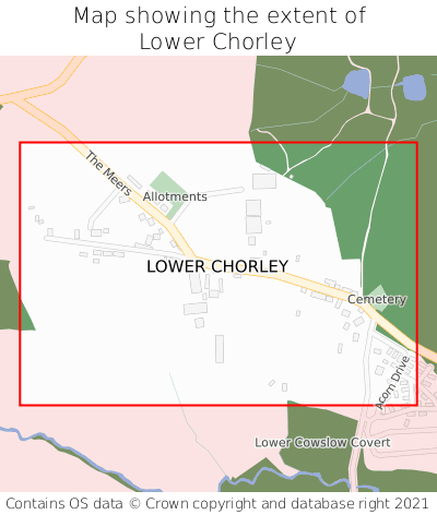 Map showing extent of Lower Chorley as bounding box