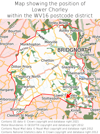 Map showing location of Lower Chorley within WV16