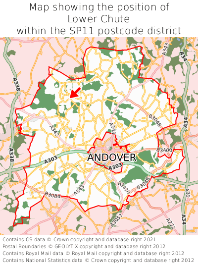 Map showing location of Lower Chute within SP11