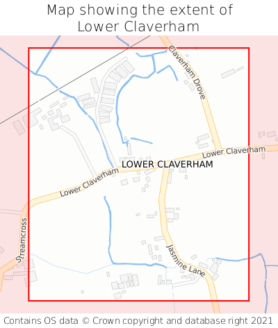 Map showing extent of Lower Claverham as bounding box