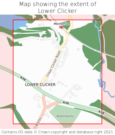 Map showing extent of Lower Clicker as bounding box