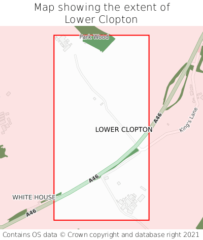 Map showing extent of Lower Clopton as bounding box