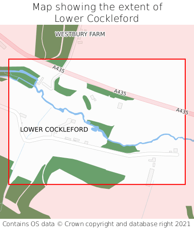 Map showing extent of Lower Cockleford as bounding box