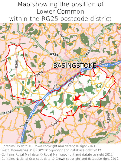 Map showing location of Lower Common within RG25