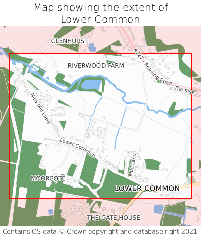 Map showing extent of Lower Common as bounding box