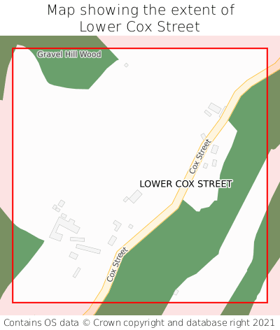 Map showing extent of Lower Cox Street as bounding box