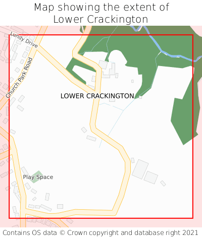 Map showing extent of Lower Crackington as bounding box
