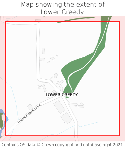 Map showing extent of Lower Creedy as bounding box