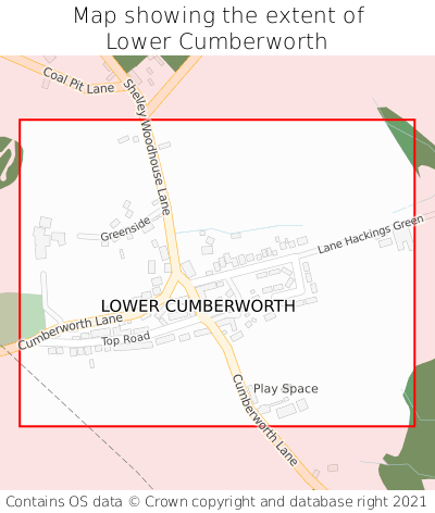 Map showing extent of Lower Cumberworth as bounding box