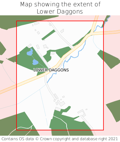 Map showing extent of Lower Daggons as bounding box